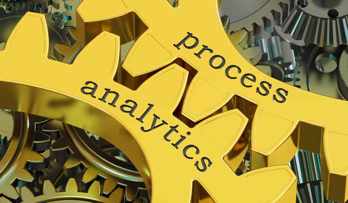 process analytics concept on the gearwheels 3D rendering