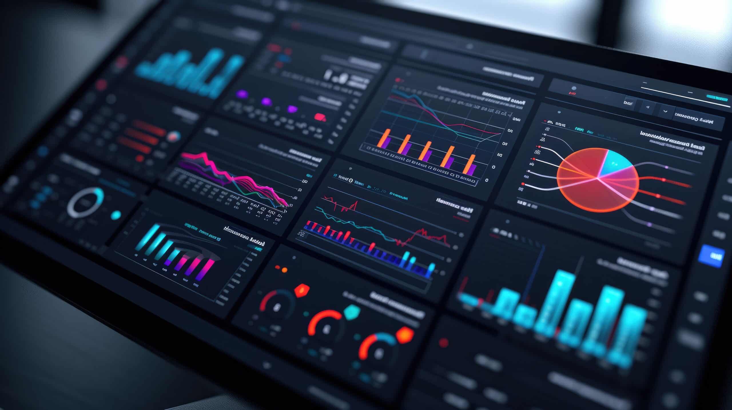 Laptop screen display financial statistic graph or stock market chart aig