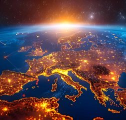 European Telecommunications Network Connecting France Germany UK and Italy for Global Internet Access Concept Telecommunications European Network Global Internet Access France Germany UK